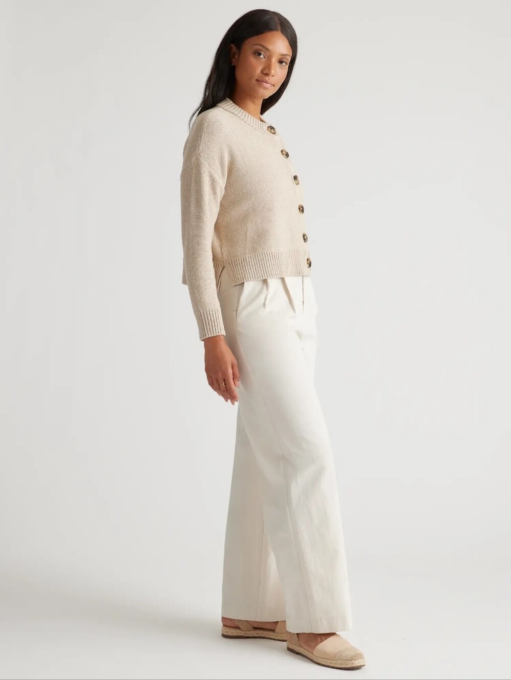 QUINCE 100% Organic Cotton Cropped Cardigan - Size S - Picture 4 of 8